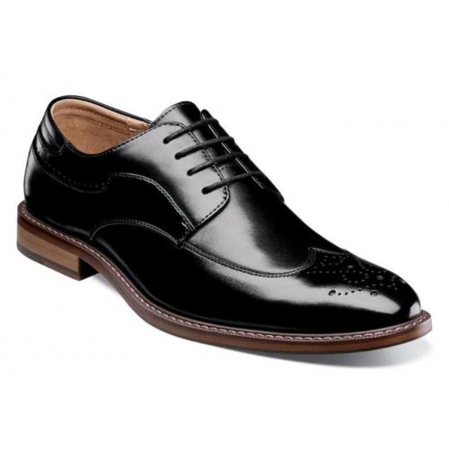 Stacy Adams "Fletcher'' Black Genuine Leather Wingtip Oxford Shoes 25064-401.